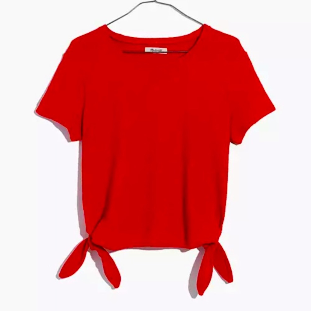 ✨FLASH SALE✨ Madewell Texture & Thread Modern Side-Tie Top Short Sleeve sz XS